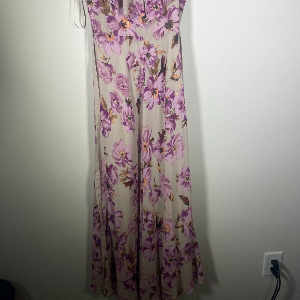 Taylor Women's Sleeveless Floral Maxi Dress Tie Waist Pink Tan Size: 6 - Picture 7 of 7